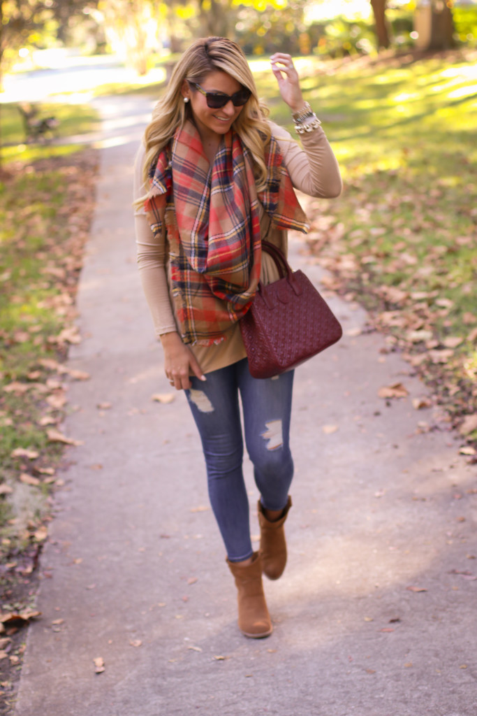 tory burch marion red agate handbag with the perfect plaid scarf nordstrom prada sunglasses with dolce vita grayed boots_-20